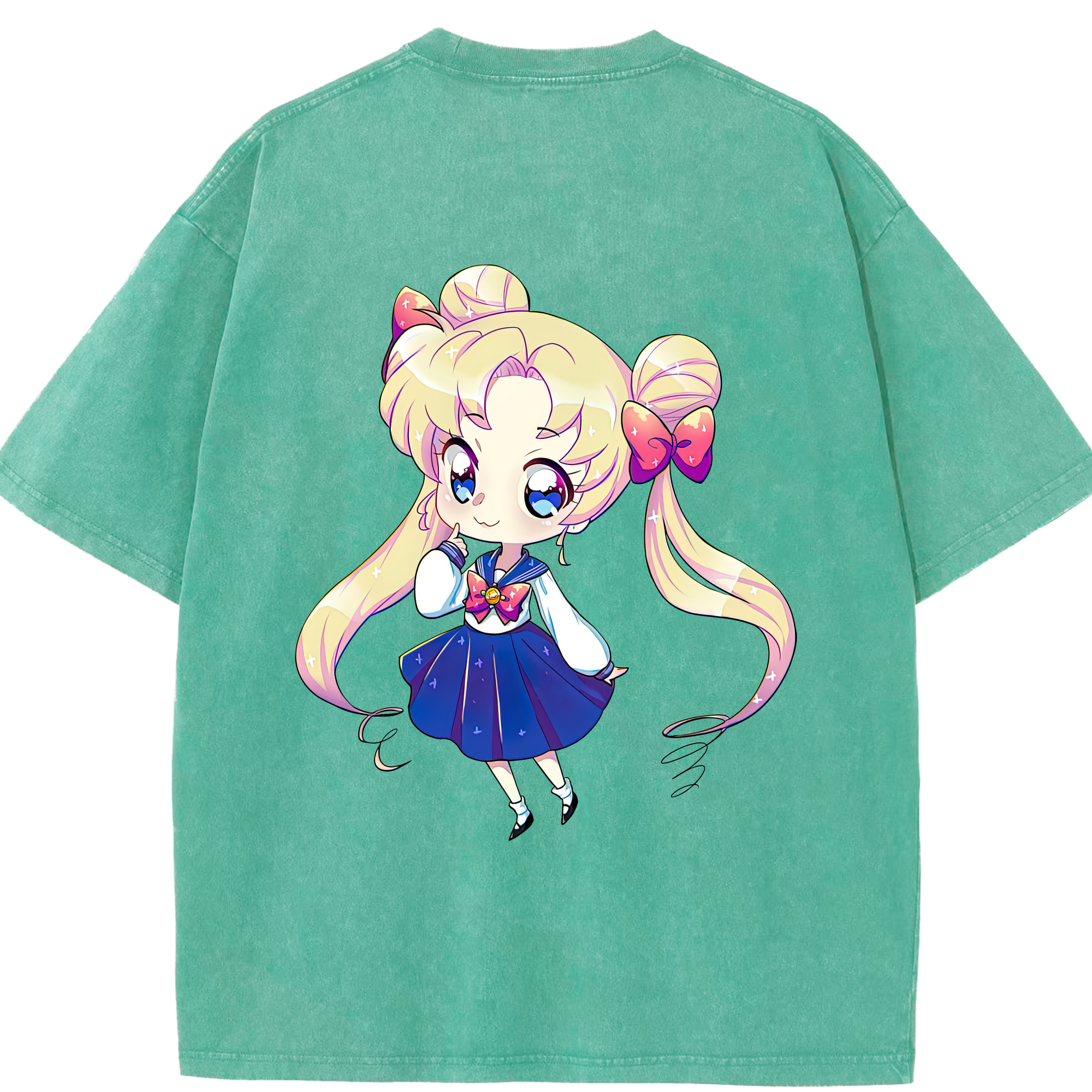 （画像用） 美少女戦士セーラームーン 月野 うさぎ つきの うさぎ Sailor Moon Tsukino Usagi 綿100% ヴィンテージ風 半袖Tシャツ（背面プリント）